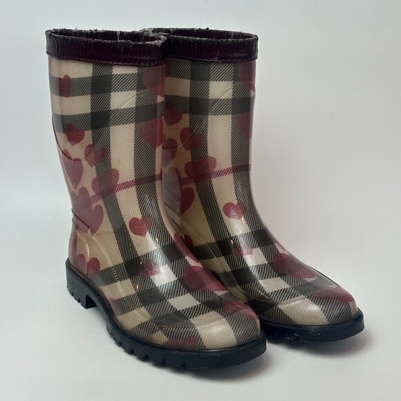 Authentic - Burberry - Heart Check Rubber Rainboots - US 4.5 / EURO 35 / UK 2.5 - Picture 1 of 6
